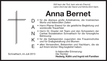 Traueranzeige von Anna Bernet von Pegnitz-Zeitung